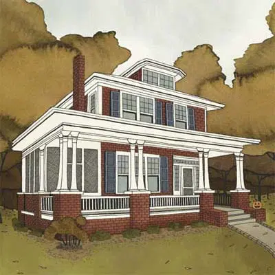 illustration of an old brick home
