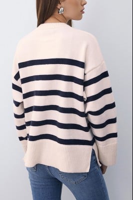 Drop Shoulder Striped Sweater