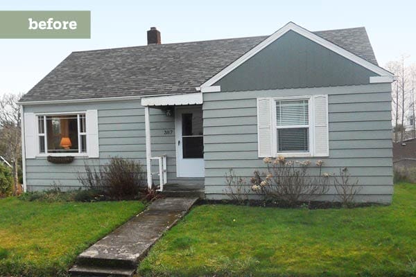Before photo of 1940s house.