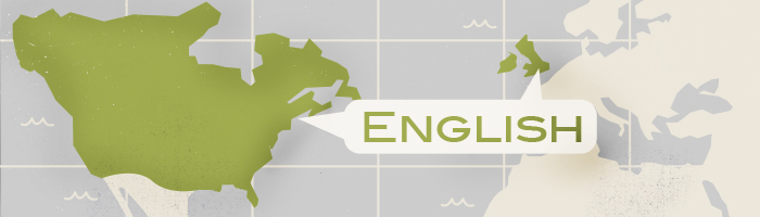 Map highlighting English-speaking countries: UK, USA, Canada, Australia, New Zealand