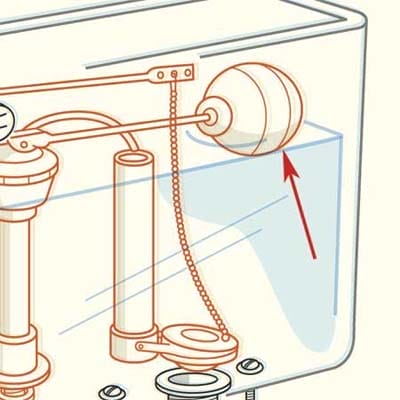 An image of a toilet's float ball.