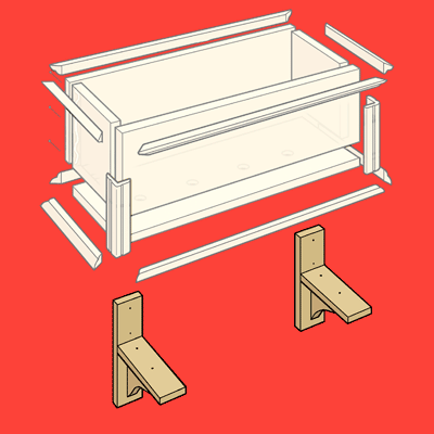 Illustration showing how the brackets attach to the PVC Window box.