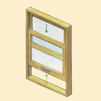 Illustration of double-hung wood windows.