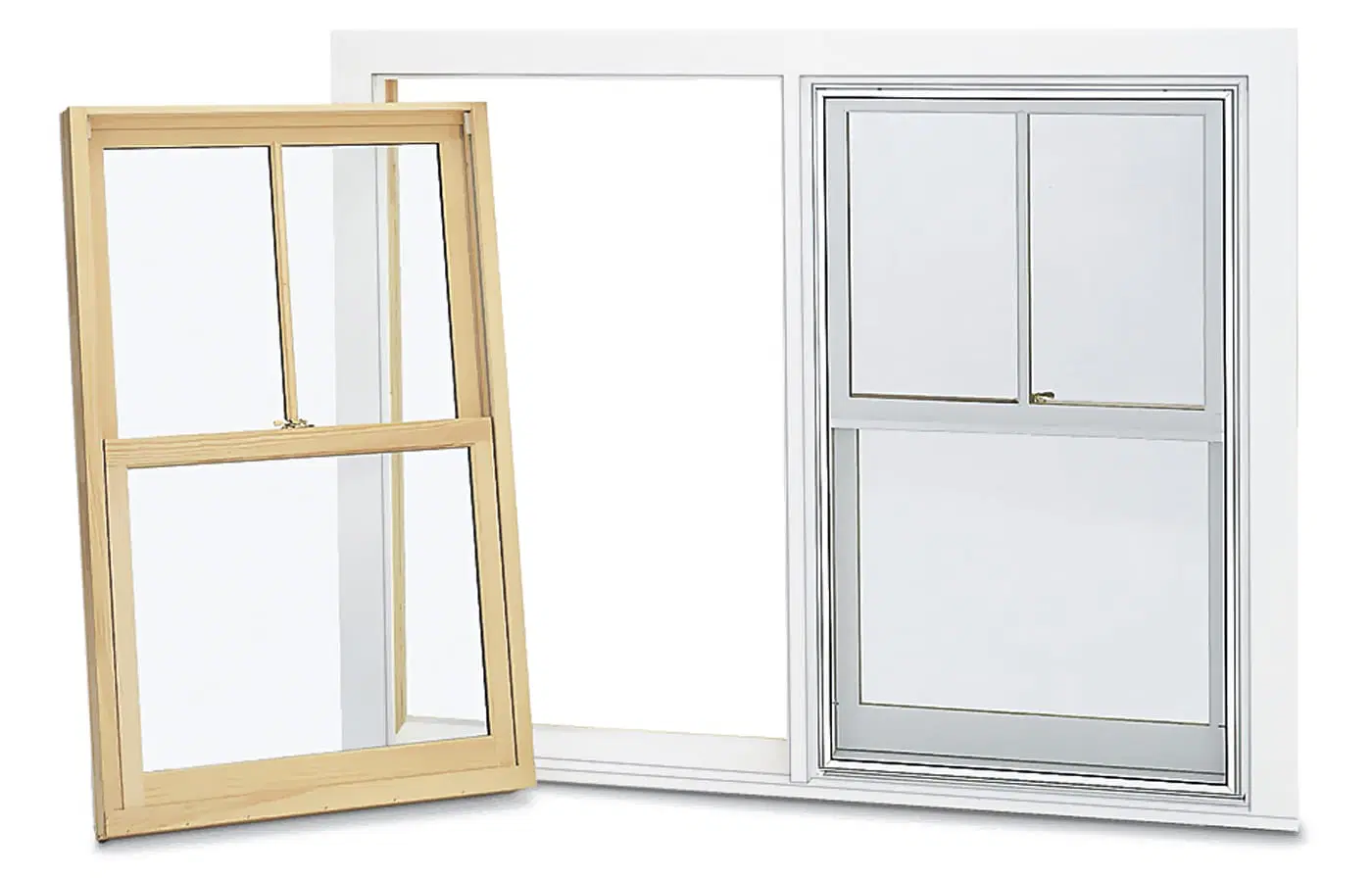 Frame-and-sash insert wooden window.