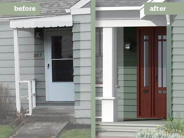 Before and after of entry door.