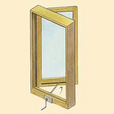Illustration of casement wood windows.