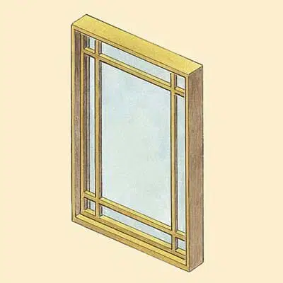Illustration of fixed wood windows.