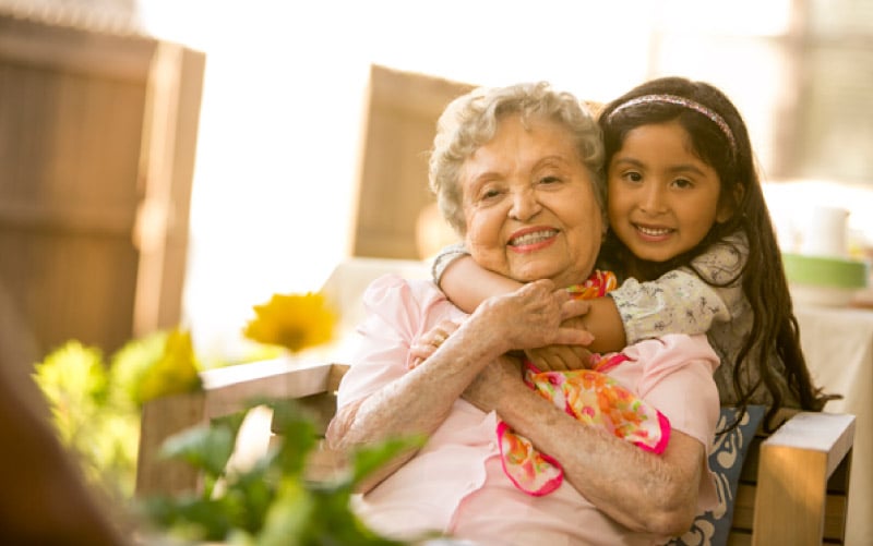 Grandmother and granddaughter