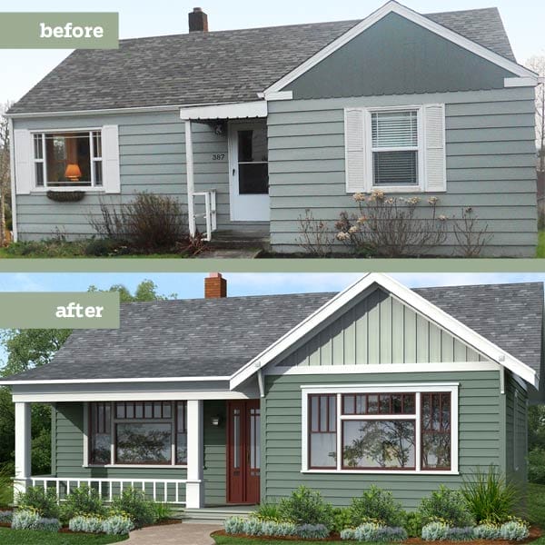 Before and after siding.