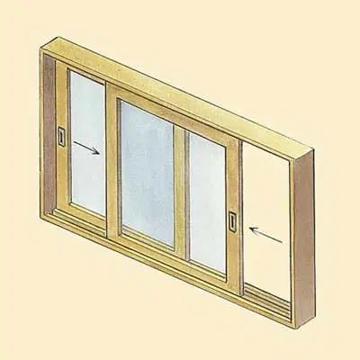 Illustration of slider wood windows.