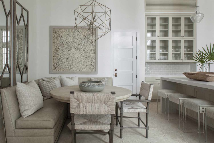 monochrome breakfast nook