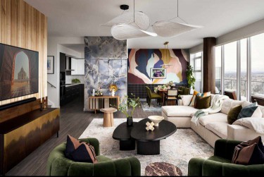 luxe light fixtures in living room