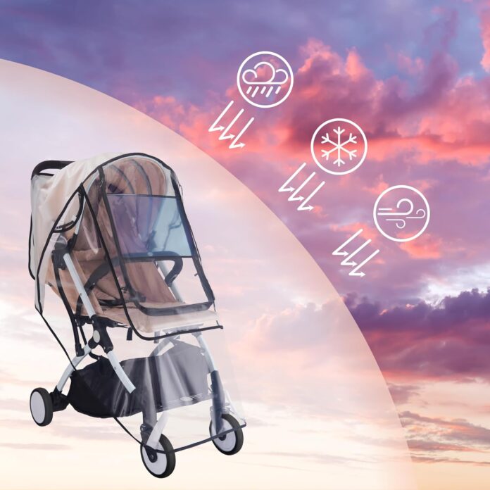 Bemece Stroller Rain Cover, Universal Stroller Accessory, Baby Travel Weather Shield for Summer, Windproof Waterproof, Protect from Dust Snow – Double Protection