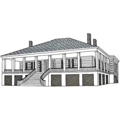 illustration of a southeast raised plantation cottage