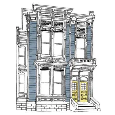 illustration of a west coast row house