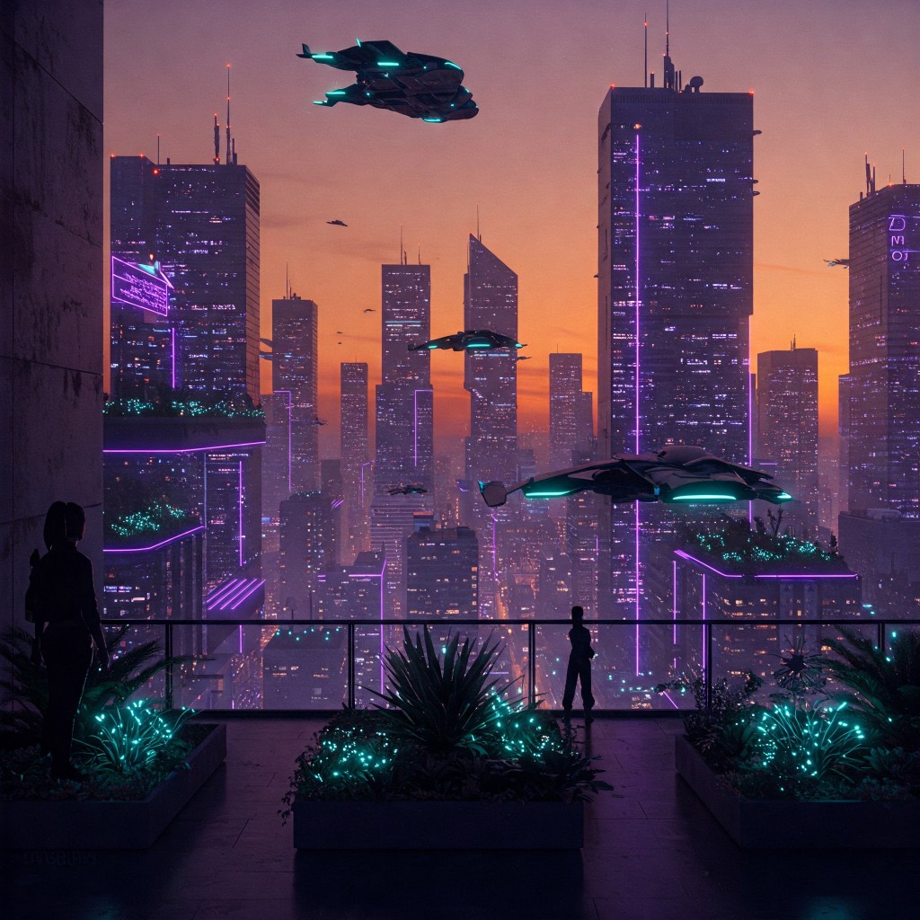 Digital painting of a skyline generated by Gemini AI.