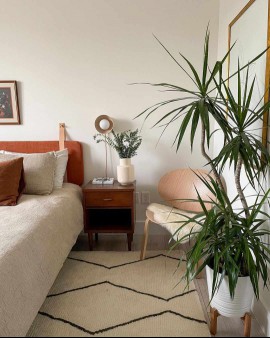 mid-century nightstand and chair