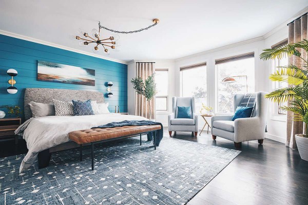 coastal midcentury modern bedroom