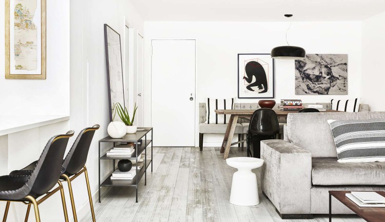 dining table behind sofa