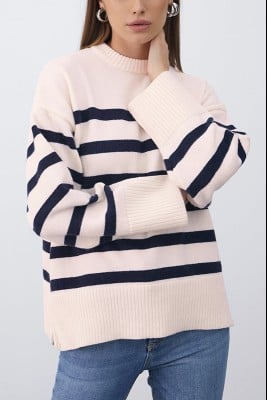 Drop Shoulder Striped Sweater