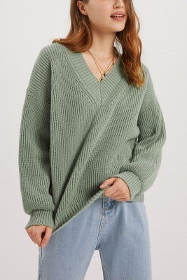 Head In The Clouds V-neck Knit Sweater