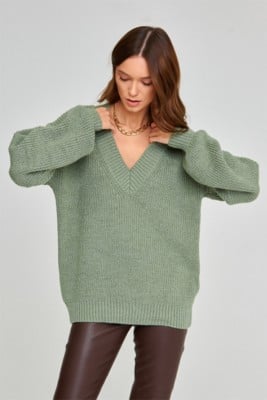 Head In The Clouds V-neck Knit Sweater