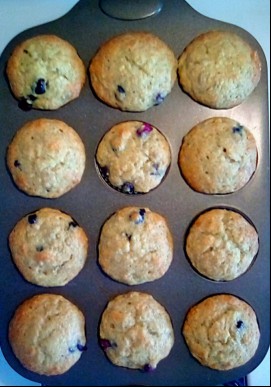 Easy Moist Banana Blueberry Muffins