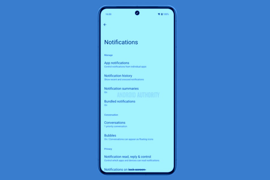 Notification summary Control on Android phones.