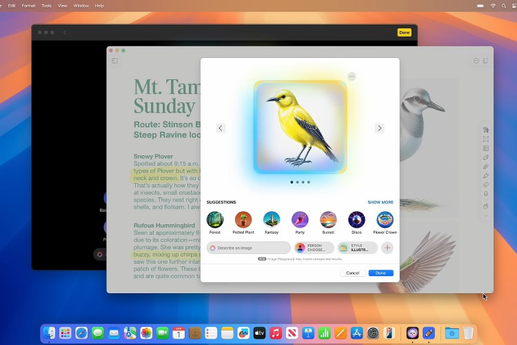 The Image Playground being used with Apple Intelligence in macOS Sequoia.