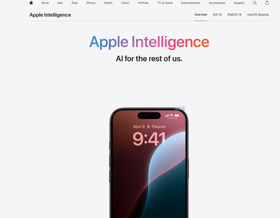 Apple Intelligence's website no longer says 