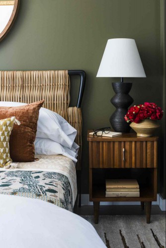 muted green paint in bedroom