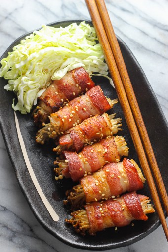 Bacon-Wrapped Enoki mushroom