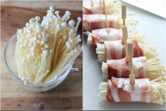 Bacon-Wrapped Enoki Step One