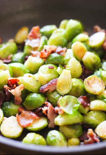 Stir-fry Bacon with Brussels Sprouts
