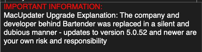 Bartender Mac app acquired silently by new company