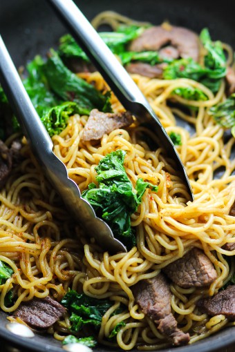 Beef and Kale Stir-fried Noodles