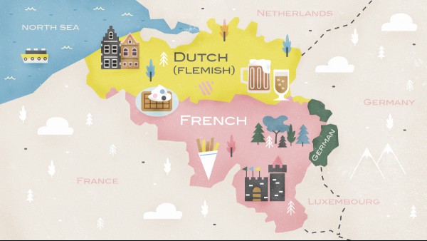 Map of the languages spoken in Belgium