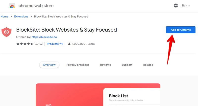Block Websites Chrome Desktop Extension Install Blocksite
