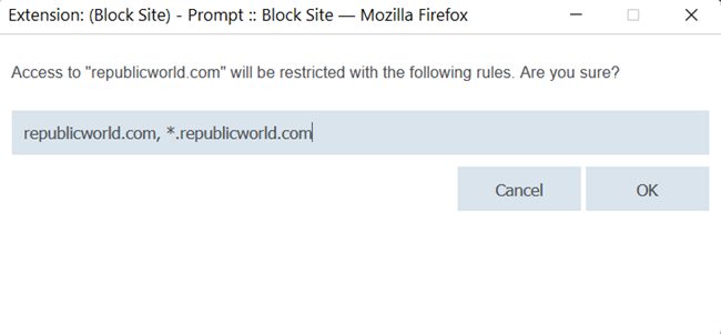 Block Websites Firefox Add On Confirm