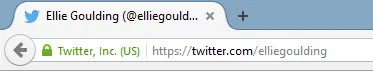 Twitter profile link in address bar.
