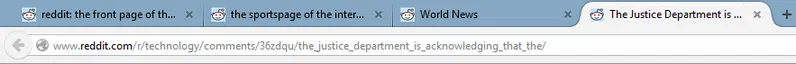 After clicking a tab group, this is how the Firefox tab bar appears.