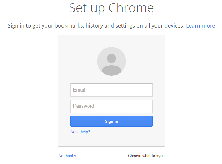 Sign in and set up Chrome.
