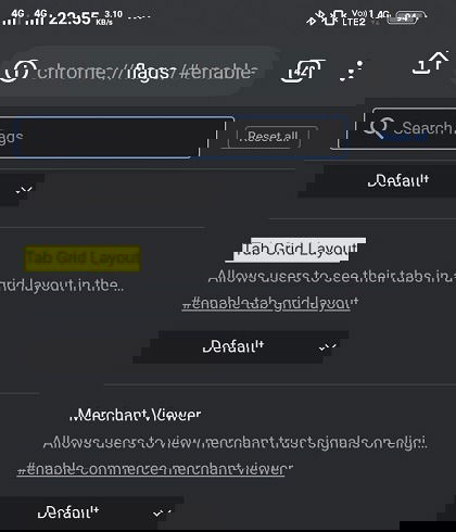 Chrome Android Flags Tab Grid Layout