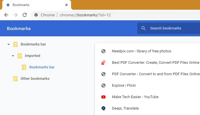 Chrome Bookmarks Bookmarks Imported