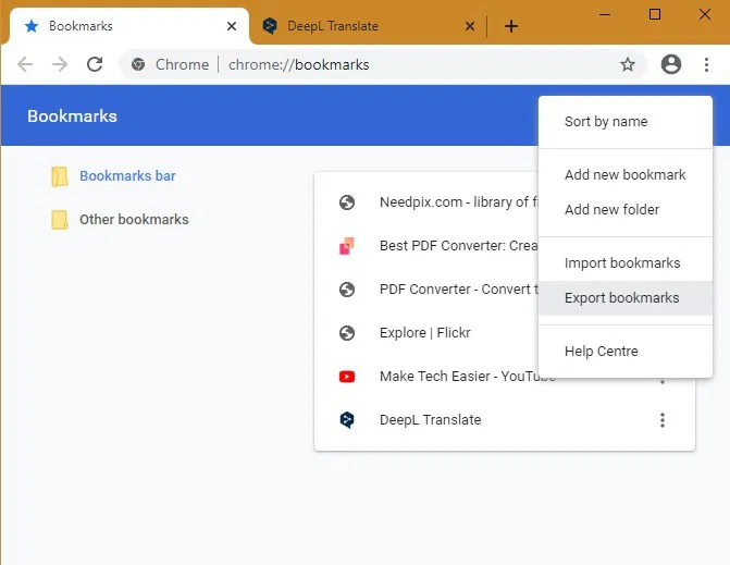 Chrome Bookmarks Export Bookmarks