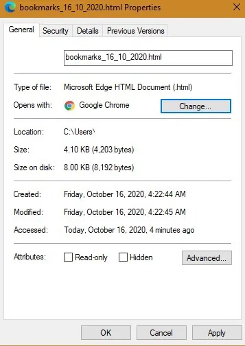 Chrome Bookmarks Html Filesize