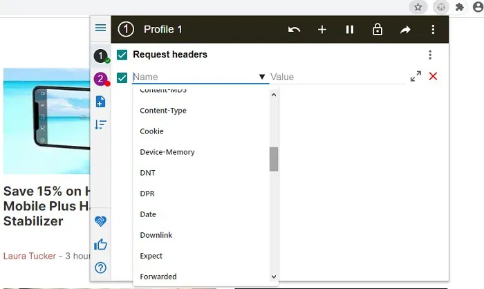 Chrome Web Modheader 1