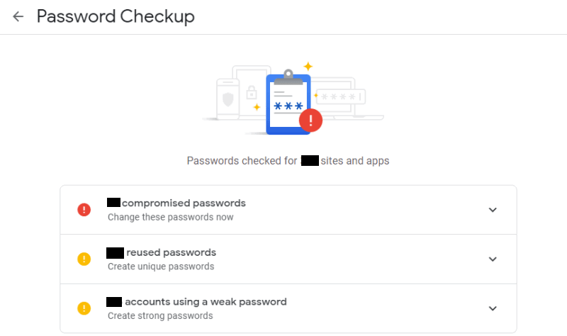Chrome Password Breach Password Checkup Result 1