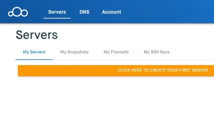 Clouding.io Click Create First Server
