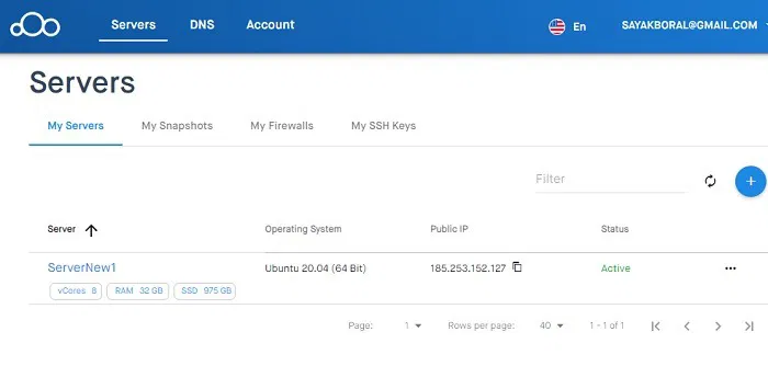 Clouding.io Server Active 1